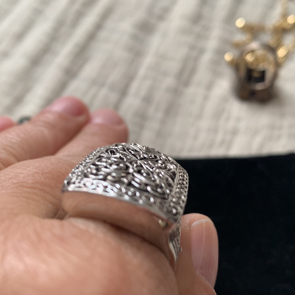 Statement Ring Silver With Scroll Detail - image 6
